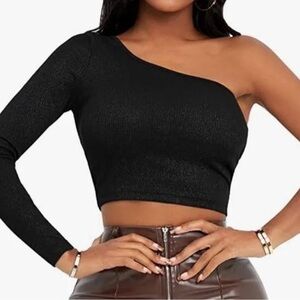 SHEIN Black One-Shoulder Top small